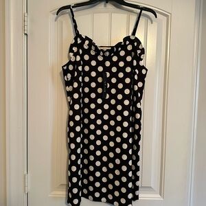 Linen Black and White Polka Dot Mini Dress